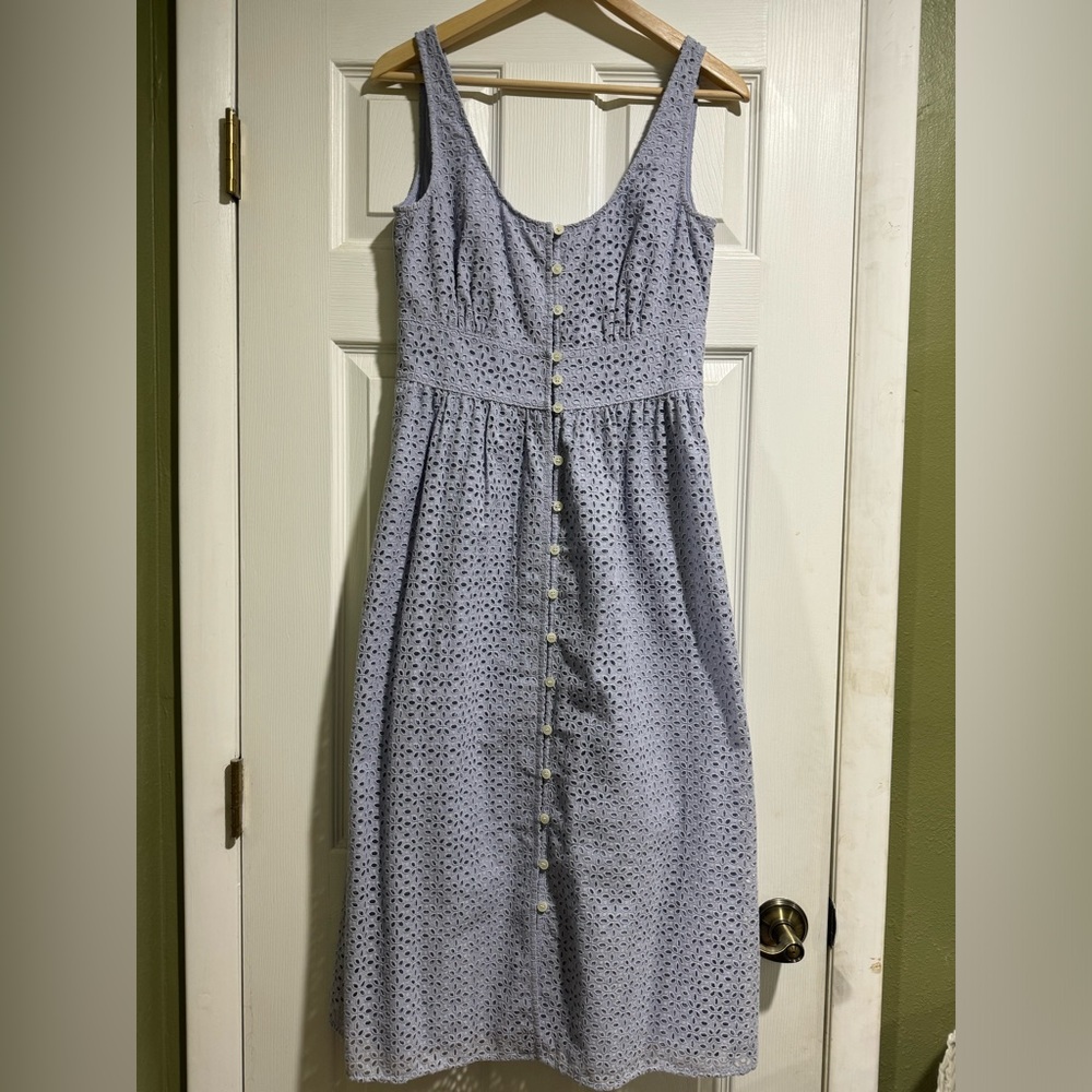 NWOT J. Crew Periwinkle Eyelet Midi Dress